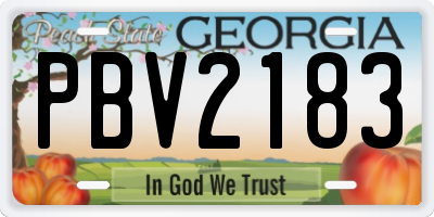 GA license plate PBV2183