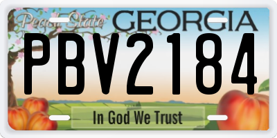 GA license plate PBV2184