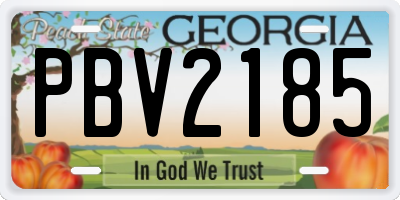 GA license plate PBV2185