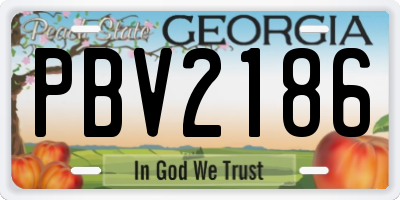 GA license plate PBV2186