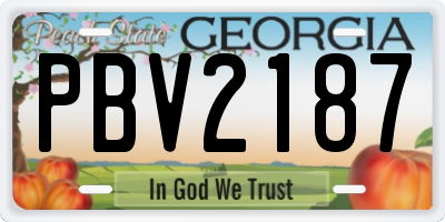 GA license plate PBV2187