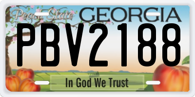 GA license plate PBV2188