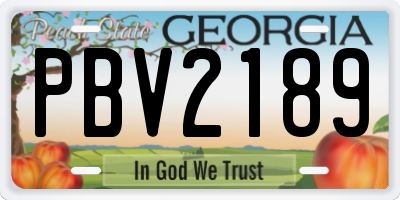 GA license plate PBV2189