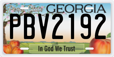 GA license plate PBV2192