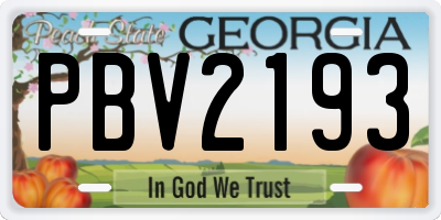 GA license plate PBV2193