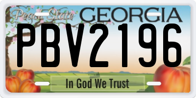 GA license plate PBV2196