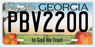 GA license plate PBV2200