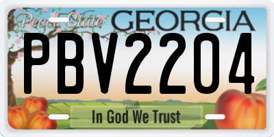 GA license plate PBV2204