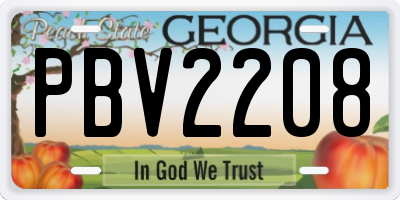 GA license plate PBV2208