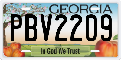GA license plate PBV2209