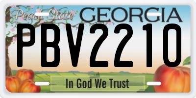 GA license plate PBV2210