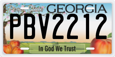 GA license plate PBV2212