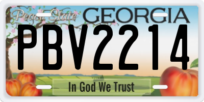 GA license plate PBV2214