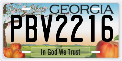 GA license plate PBV2216