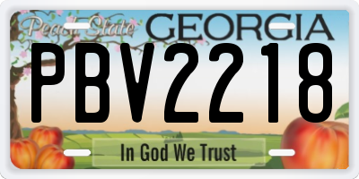 GA license plate PBV2218