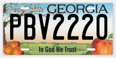 GA license plate PBV2220