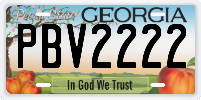 GA license plate PBV2222
