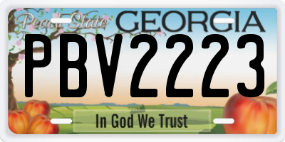 GA license plate PBV2223