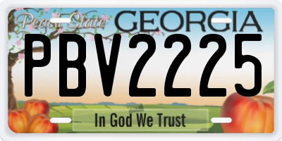 GA license plate PBV2225