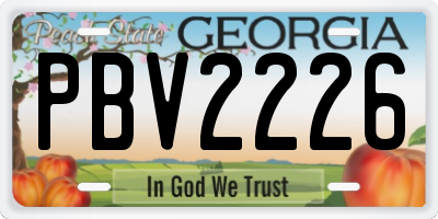 GA license plate PBV2226