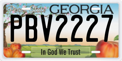 GA license plate PBV2227