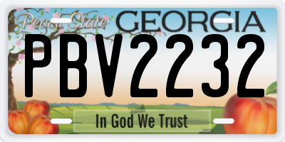 GA license plate PBV2232