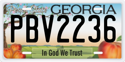 GA license plate PBV2236
