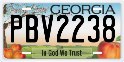 GA license plate PBV2238
