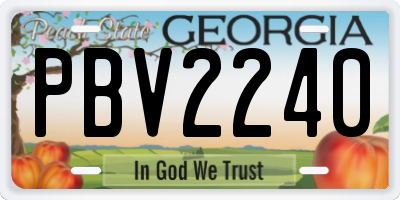 GA license plate PBV2240
