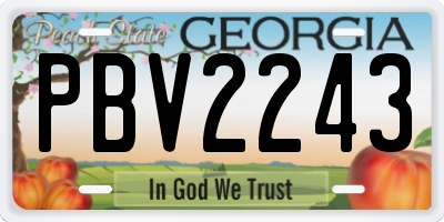 GA license plate PBV2243