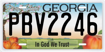 GA license plate PBV2246