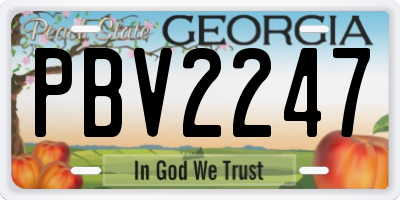GA license plate PBV2247