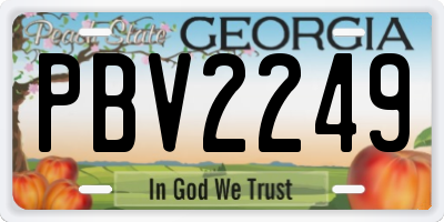 GA license plate PBV2249