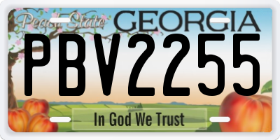 GA license plate PBV2255