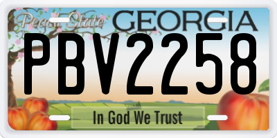 GA license plate PBV2258