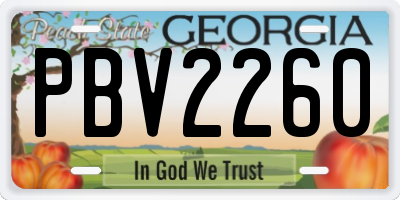 GA license plate PBV2260
