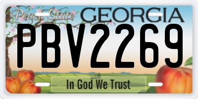 GA license plate PBV2269