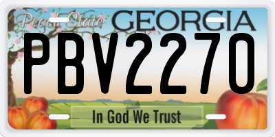 GA license plate PBV2270