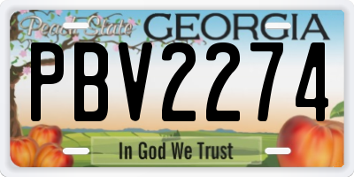 GA license plate PBV2274