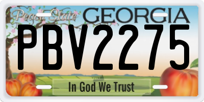 GA license plate PBV2275