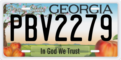 GA license plate PBV2279