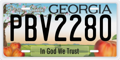 GA license plate PBV2280