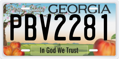 GA license plate PBV2281