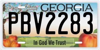GA license plate PBV2283