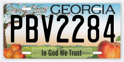 GA license plate PBV2284