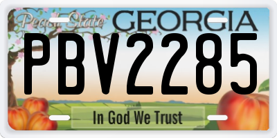 GA license plate PBV2285