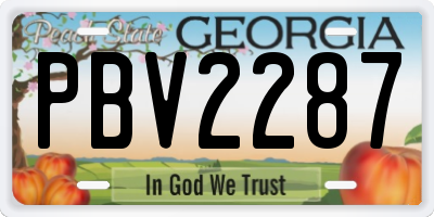 GA license plate PBV2287