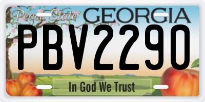 GA license plate PBV2290