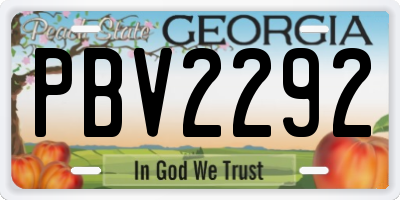 GA license plate PBV2292