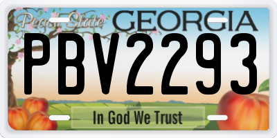 GA license plate PBV2293
